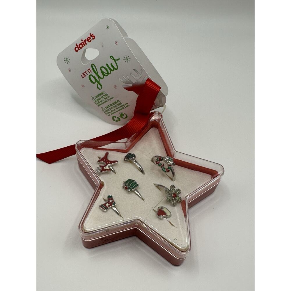 Claire's Let It Glow Girls Christmas Holiday Rings 7 rings